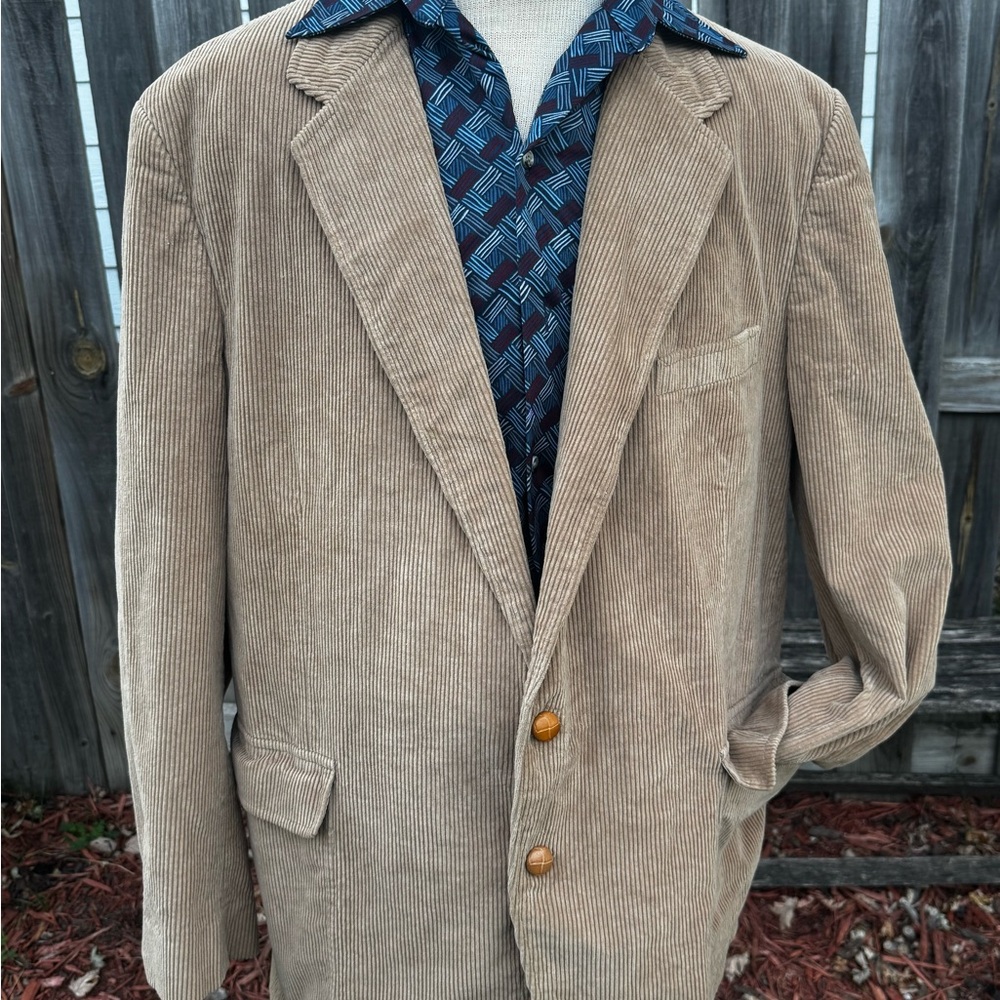 Vintage Woodmere Tan Corduroy Blazer with Suede Elbow Patches 48R XL
